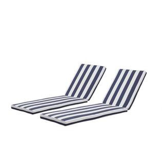 2-Piece Outdoor Patio Chaise Lounge Chair Cushion Replacement Seat Cushion, Blue/White Stripe | The Home Depot
