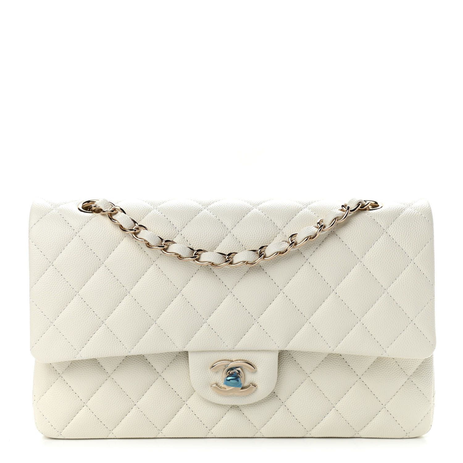CHANEL Caviar Quilted Medium Double Flap White | FASHIONPHILE | Fashionphile