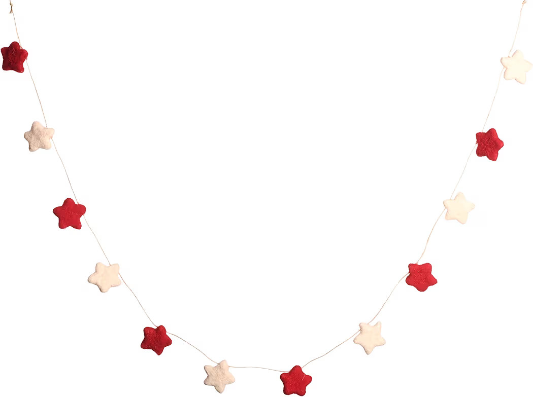 DeKulture Mini Star Garland – 100% Wool Felt, Handmade Red & White Holiday Banner for Christmas... | Amazon (US)