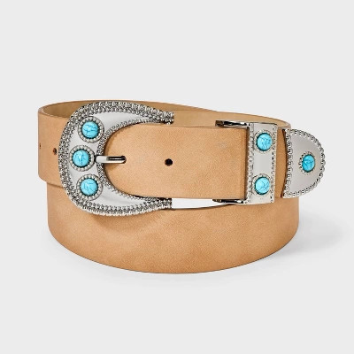 Western Faux Suede and Metal with Turquoise Western Buckle - Universal Thread™ Taupe XXL | Target