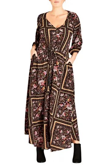 Women's City Chic Rose Scarf Maxi Dress | Nordstrom