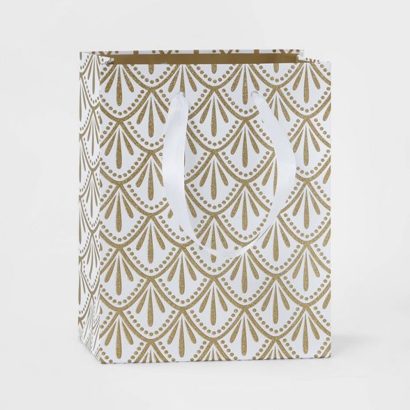 Petite Gold Glitter Drops Gift Bag White - Wondershop™ | Target
