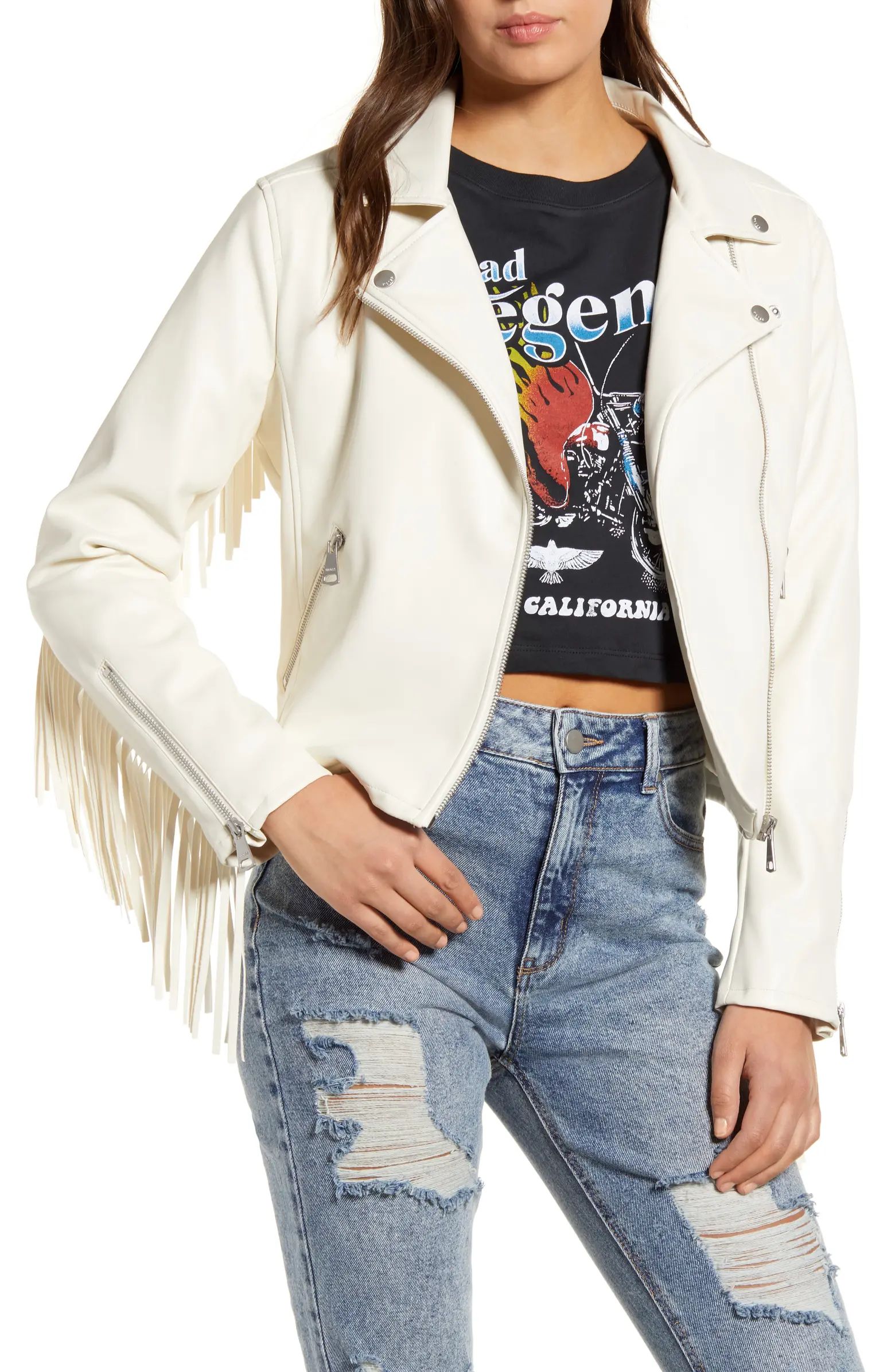 Fringe Faux Leather Moto Jacket | Nordstrom