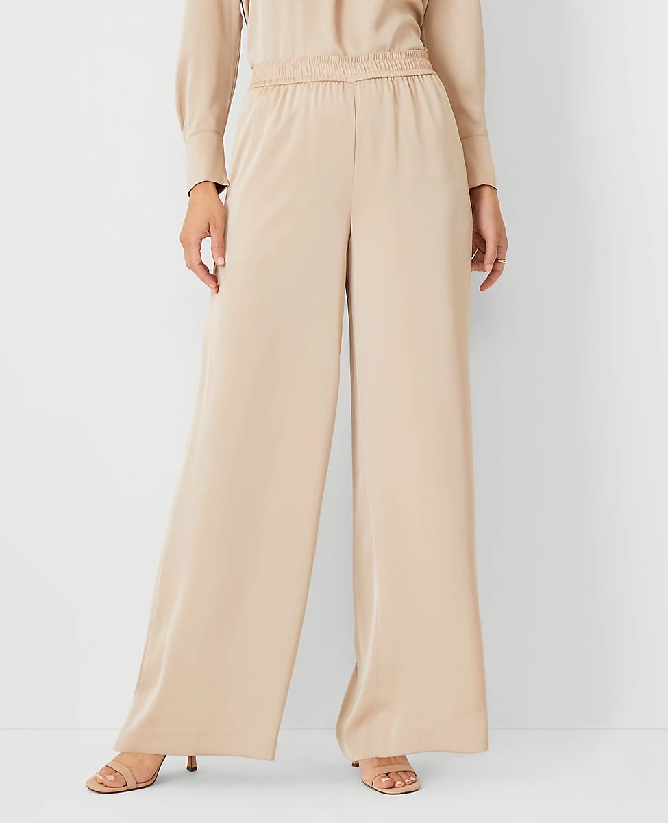 The Easy Wide Leg Pant in Satin | Ann Taylor (US)