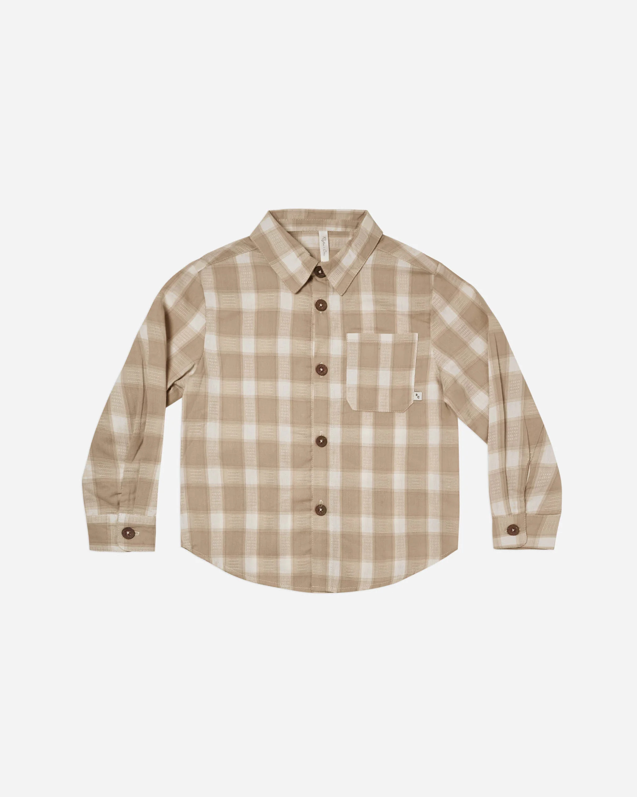 collared long sleeve shirt || putty plaid | Rylee + Cru