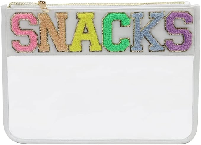 YogoRun Chenille Letter Patch PVC Pouch Bag Travel Makeup Pouch Bag Storage Troiletry Pouch Bag f... | Amazon (US)