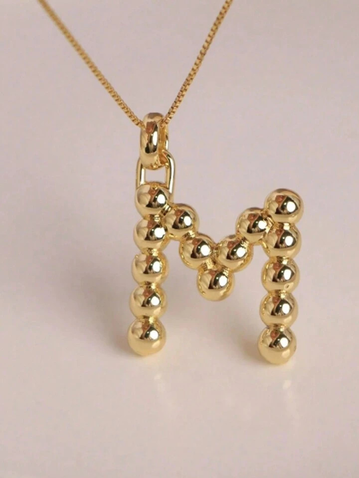 Trendy Bubble Gold Plated 26 Letter Initial Pendant Necklace For Women Elegant Temperament Party ... | SHEIN