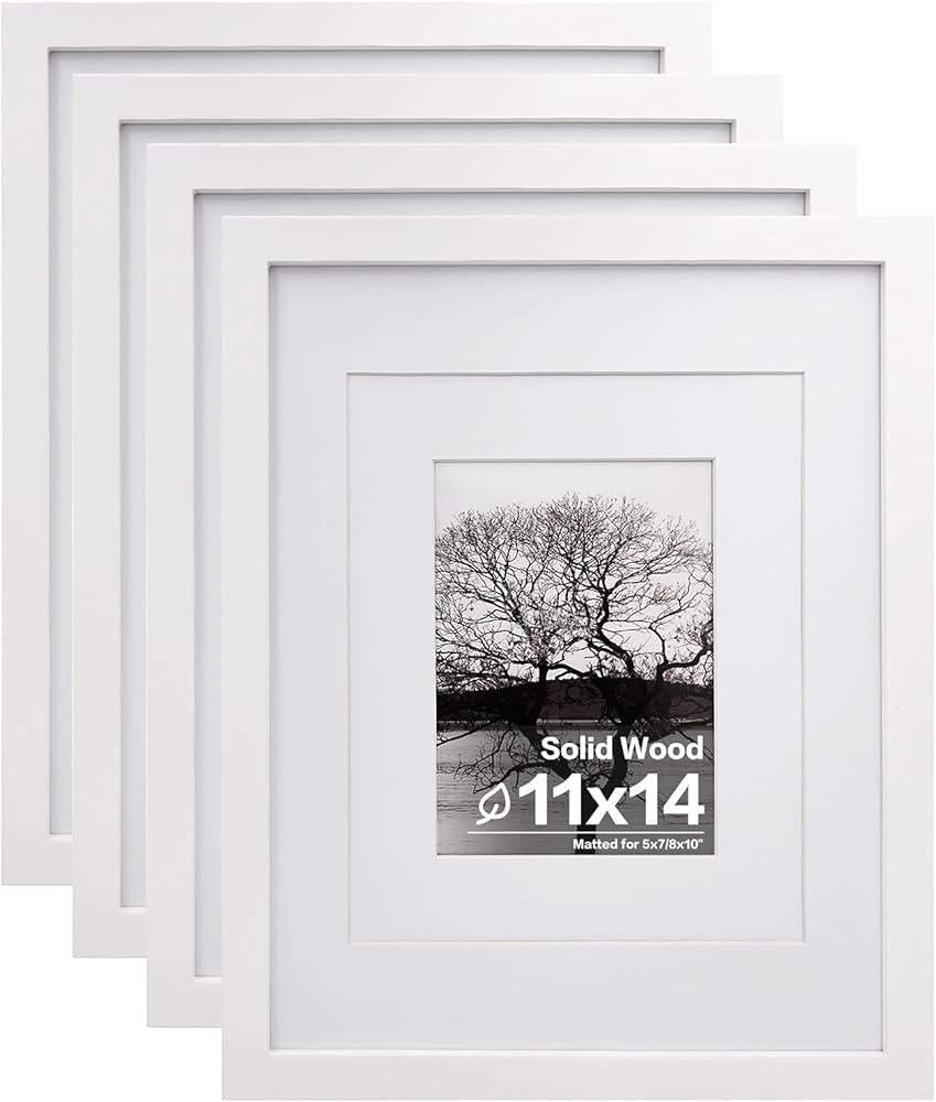 Egofine 11x14 Picture Frames Set of 4, Made of Solid Wood Covered by Plexiglass 5x7 and 8x10 with... | Amazon (US)