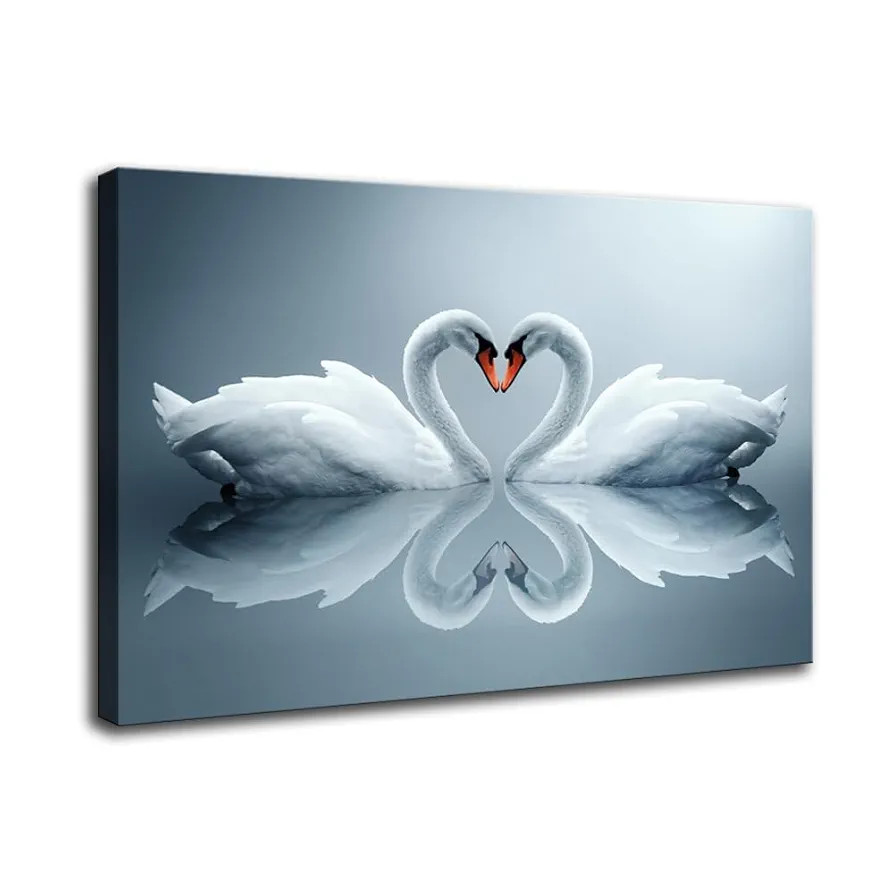 Swans Canvas Wall Art - Romantic Bedroom Decor - Aesthetic Picture - Couple Wall Decor - 24x36 in... | Amazon (US)