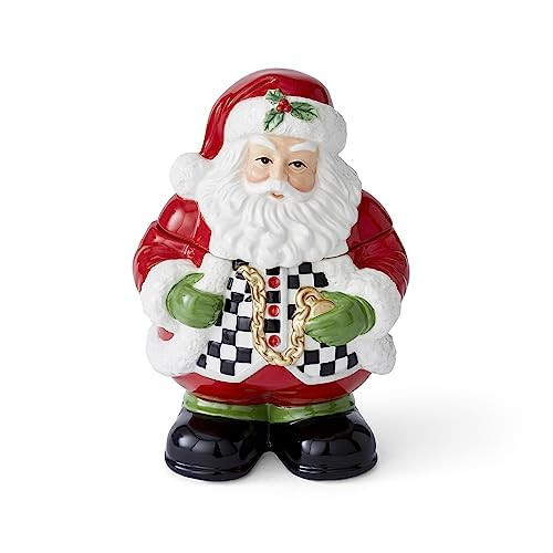 Spode Christmas Tree Black & White Santa Candy Jar - 8-Inch Ceramic Candy Storage Jar with Lid - Decorative Christmas Cookie Container for Holiday Kitchen Counter Displays, Treats, and Gifts | Amazon (US)