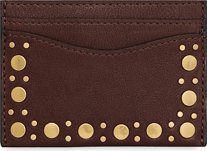 Noemie Stud Leather Card Case | Nordstrom