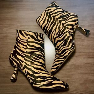 Size 7 Tiger Print Calf Fur Ankle Boot Heels | Poshmark