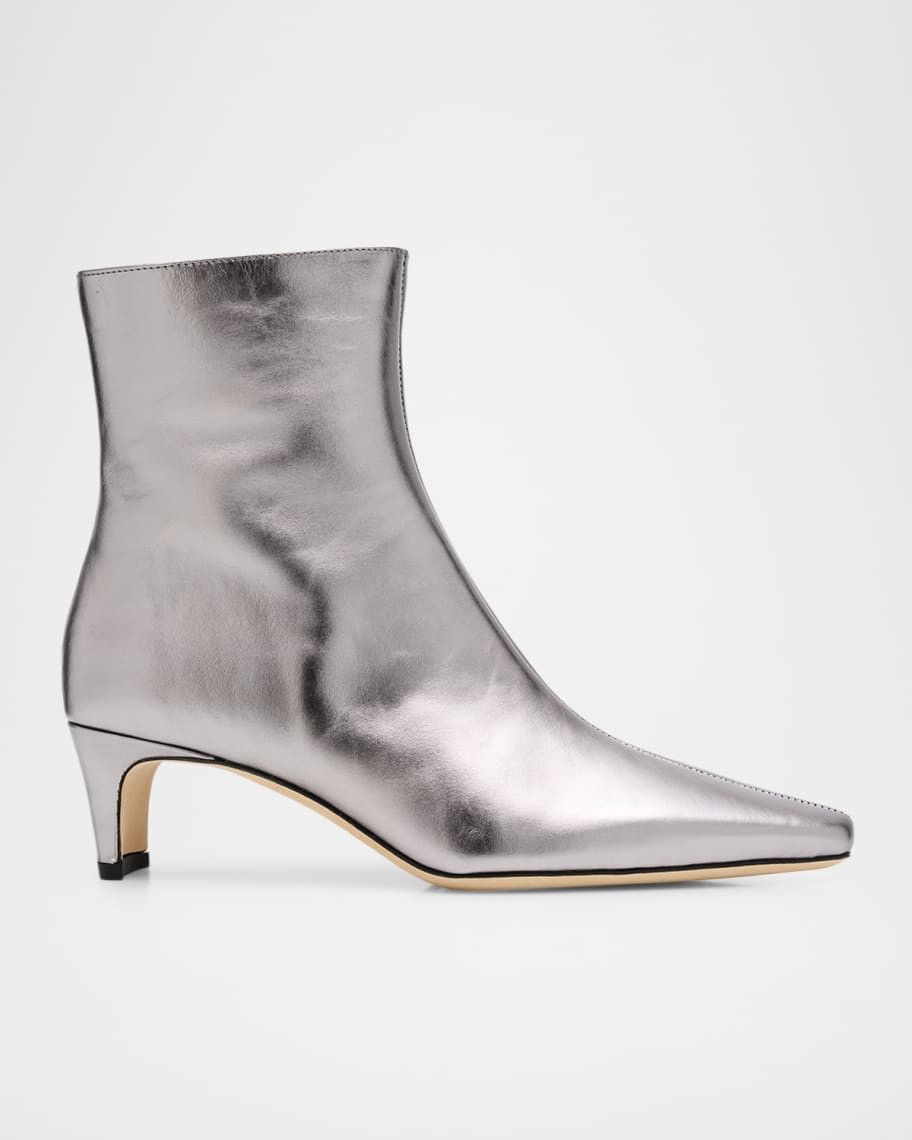 STAUD Wally Metallic Leather Ankle Boots | Neiman Marcus
