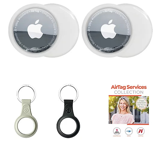 Apple AirTag 2-Pack with 2 TPU Keychains & Voucher - QVC.com | QVC
