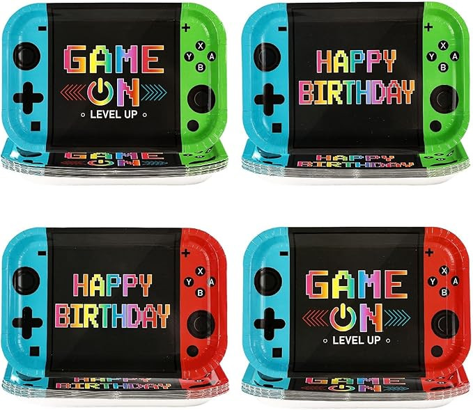 Grencian 60 Pcs Video Game Birthday Party Plates 10"x6.5" Game On Theme Plates Controller Disposa... | Amazon (US)