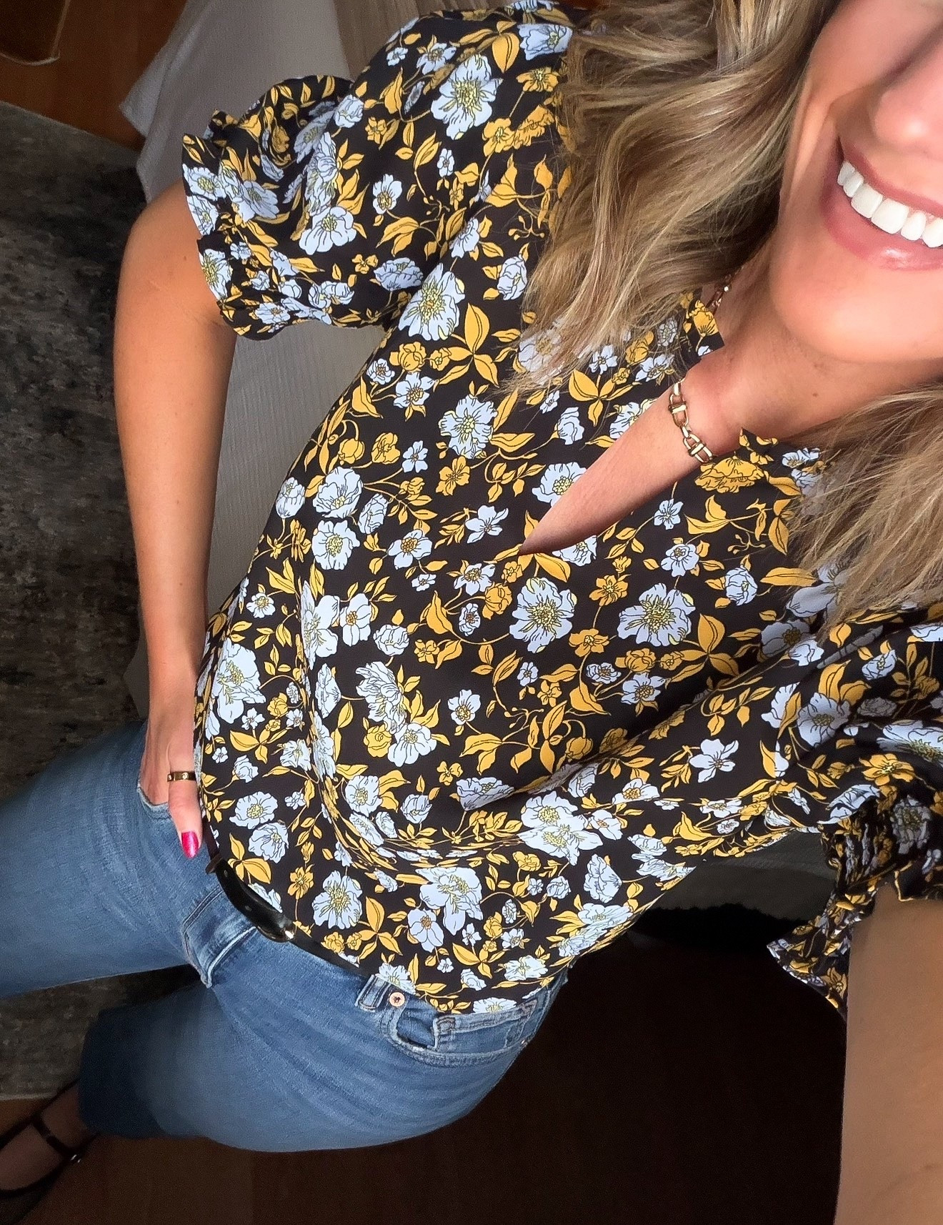 New Amazon top perfect for Spring. 
Wearing small in top
Jeans 6, size down if between due to stretch  

#LTKSeasonal #LTKootd #LTKOver40