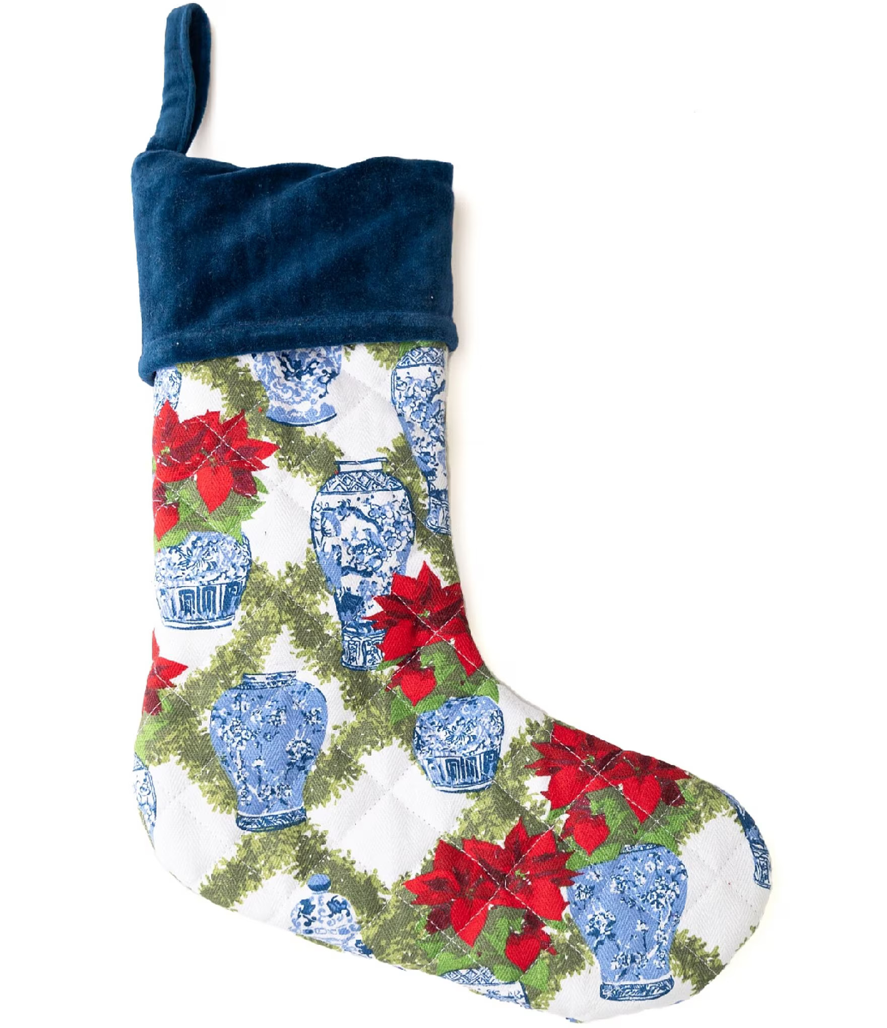 Chinoserie Poinsettias Quilted Stocking | Dillard's