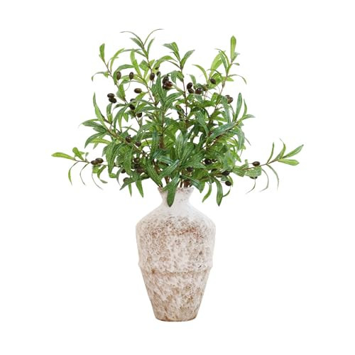 ucky Artificial Olive Branches, 4pcs of 29 Inch, Realistic Green Leaves and Coffee Fruits, Green Fake Plants,for Home,Table Center,Indoor,Vase,Wedding Decoration Green Plants, Greenery Stems | Amazon (US)