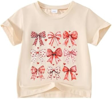Little Girl Valentines Day Shirt Bow/Heart Clothes Toddler Valentines Day Outfit 3-8Y | Amazon (US)