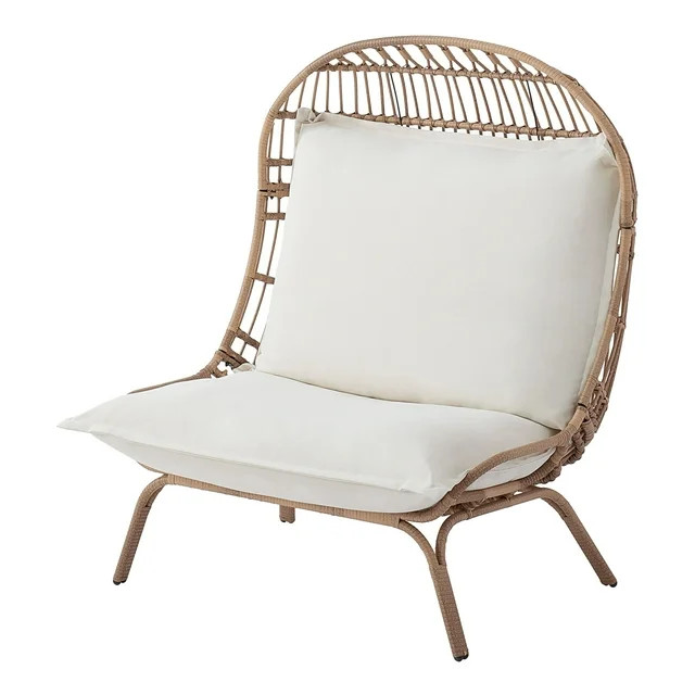 Better Homes & Gardens Willow Sage Steel Outdoor Wicker Patio Cuddle Chair, Brown | Walmart (US)