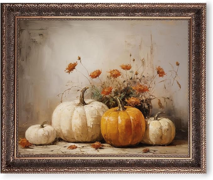Fall Wall Decor, Pumpkin Still Life Print, Rustic Fall Art, Vintage Autumn Decor, Halloween Autum... | Amazon (US)