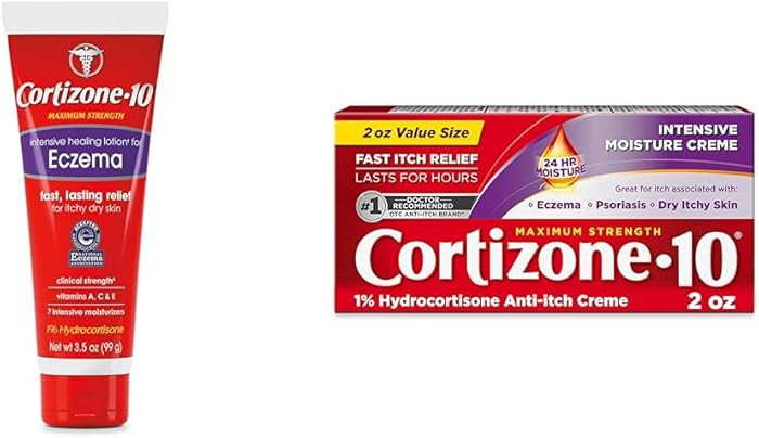 Cortizone 10 Maximum Strength Intensive Healing Lotion for Eczema, 1% Hydrocortisone, 3.5 oz. & M... | Amazon (US)