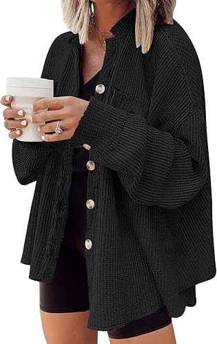 AUTOMET Womens Winter Clothes Fall Fashion Outfits 2025 Waffle Knit Clothing Oversized Button Dow... | Amazon (US)