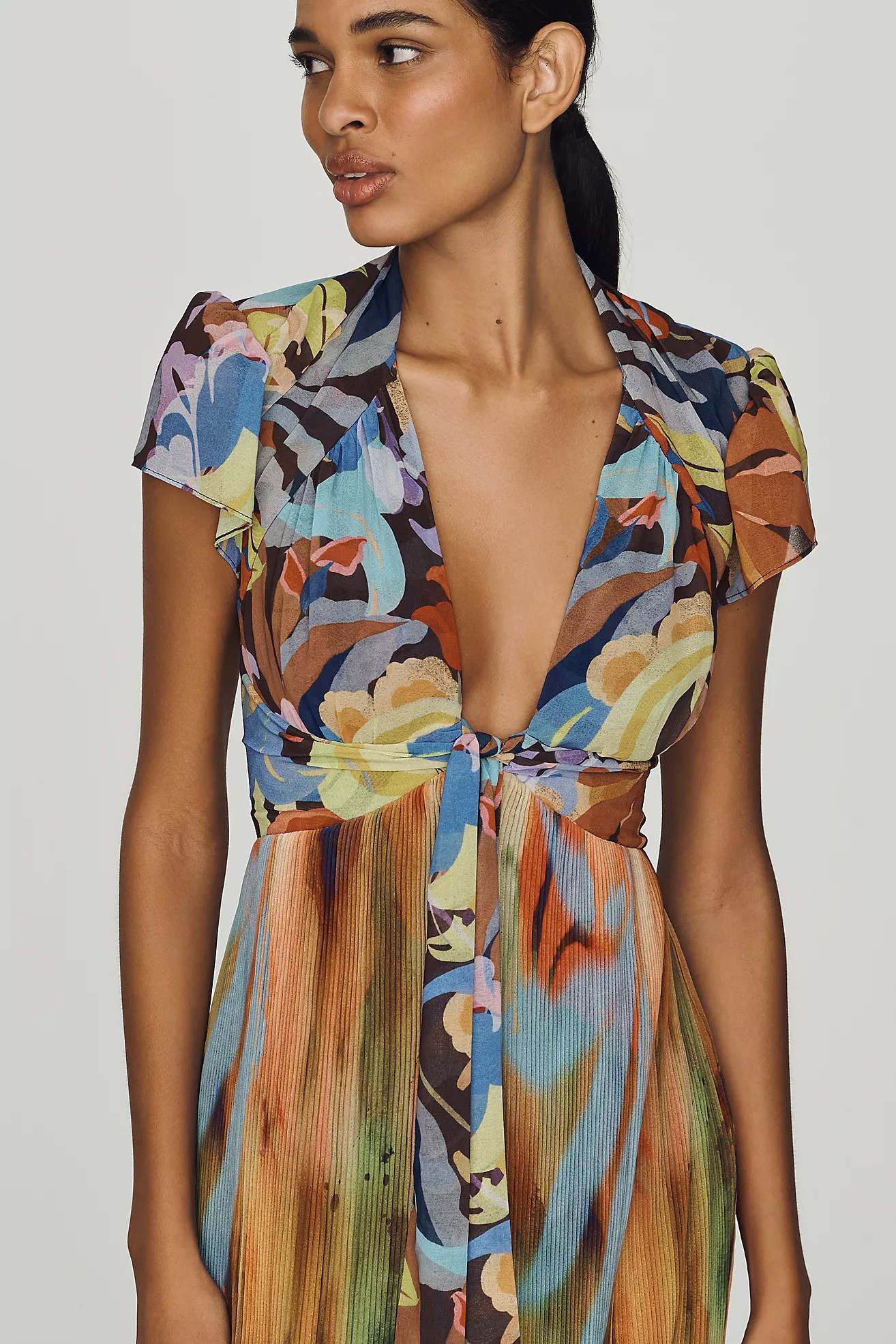By Anthropologie V-Neck Tie Midi Dress | Anthropologie (US)