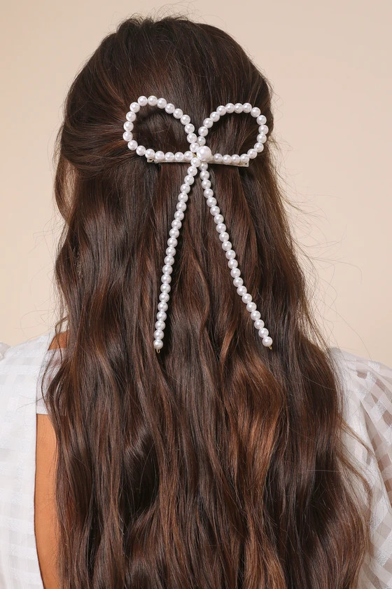Memorable Glamour White Pearl Bow Barrette | Lulus