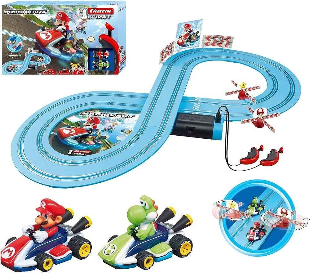 Carrera First Mario Kart - Slot Car Race Track with Spinners - Includes 2 Cars: Mario and Yoshi -... | Amazon (US)