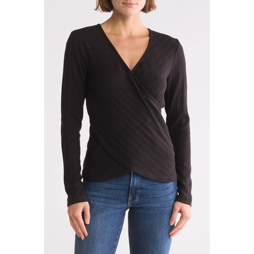 PATRIZIA LUCA Crossover Knit Top in Black at Nordstrom Rack, Size X-Small | Nordstrom Rack