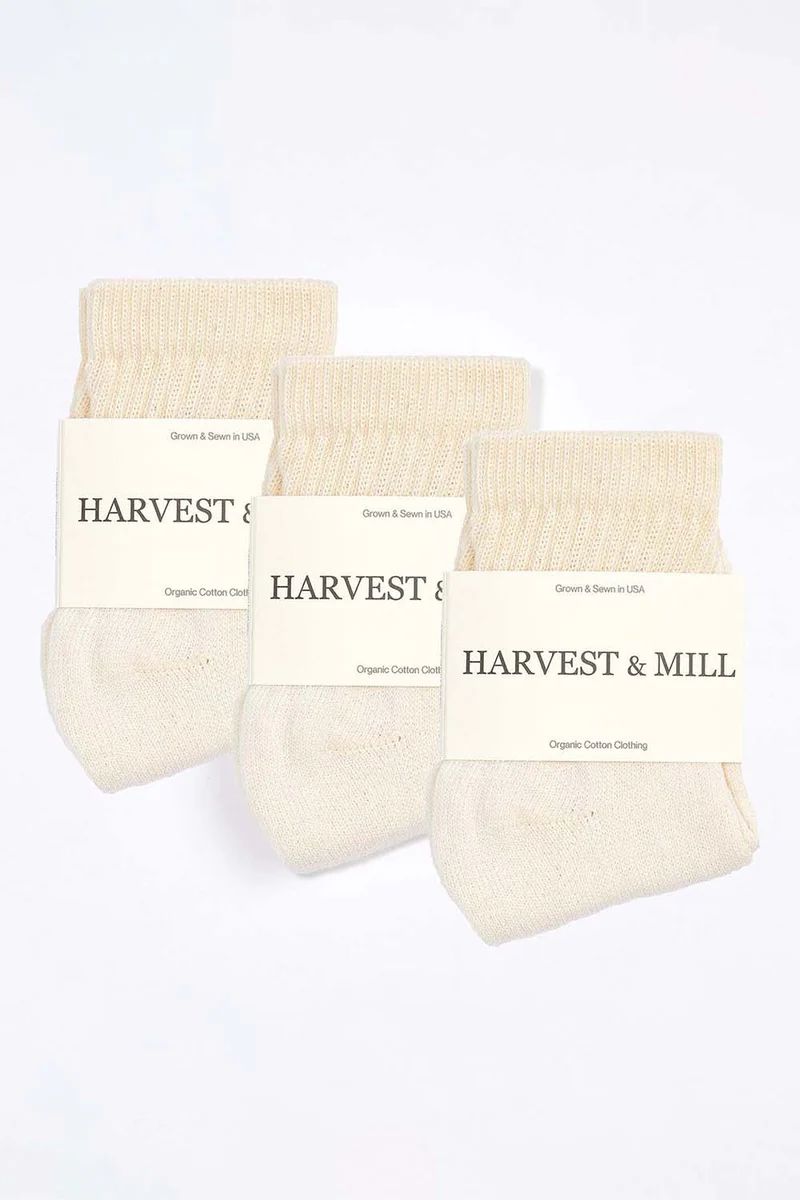 Women's 3 Pack Organic Cotton Socks Natural-White Ankle | Harvest and Mill