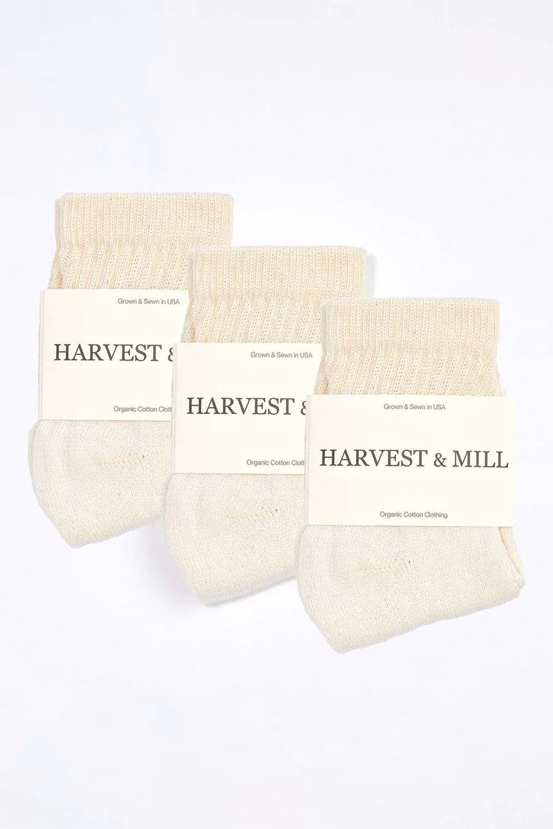 Women's 3 Pack Organic Cotton Socks Natural-White Ankle | Harvest and Mill