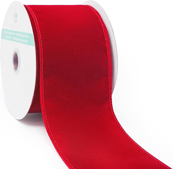 Red Velvet Ribbon 2.5 Inch x 10 Yards for Christmas Home Decor Tree Topper Bow Gift Wrapping DIY ... | Amazon (US)