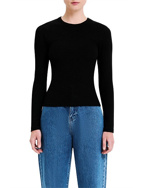 Organic Cotton Rib Long Sleeve T-shirt | David Jones (Australia & New Zealand)