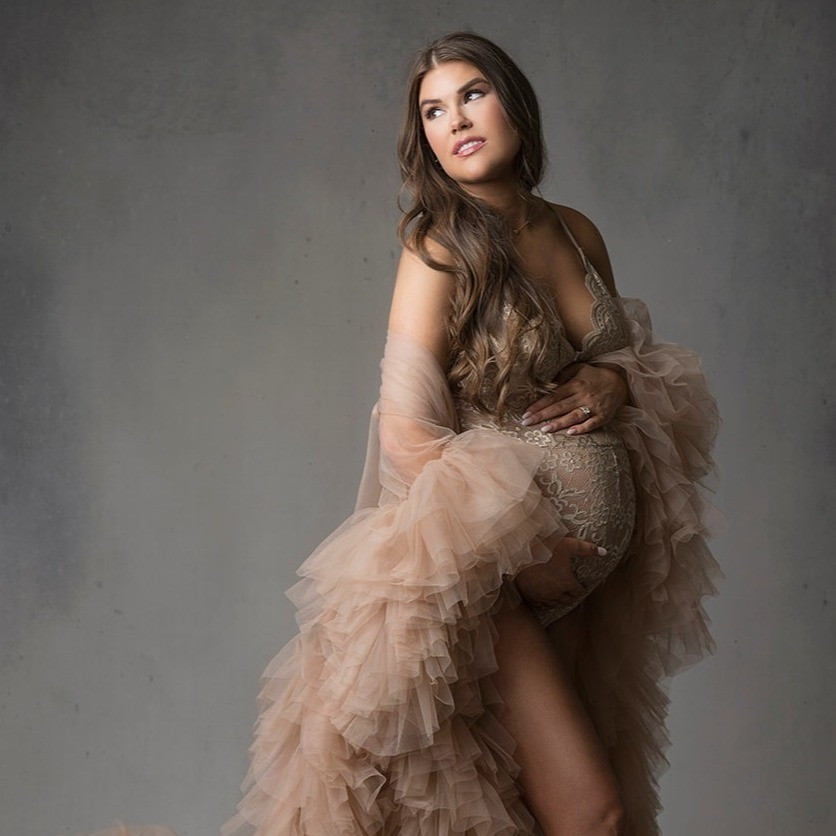 Just a simple neutral lace bodysuit for under the robe.  There's no seam for under the bustline so make sure to keep one hand on top to define bust and bump.  #maternityfashion #bumpstyle #bumpfashion #maternitygown 

#LTKFindsUnder50 #LTKBump #LTKBeauty