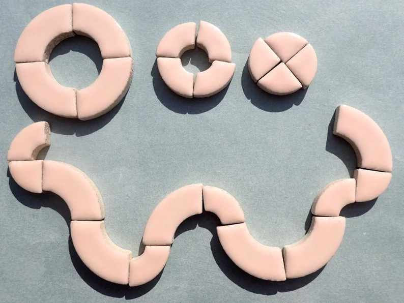 Pink Bullseye Mosaic Tiles - 50g Ceramic Circle Parts in Mix of 3 Sizes in Light Pale Pink - Etsy | Etsy (US)