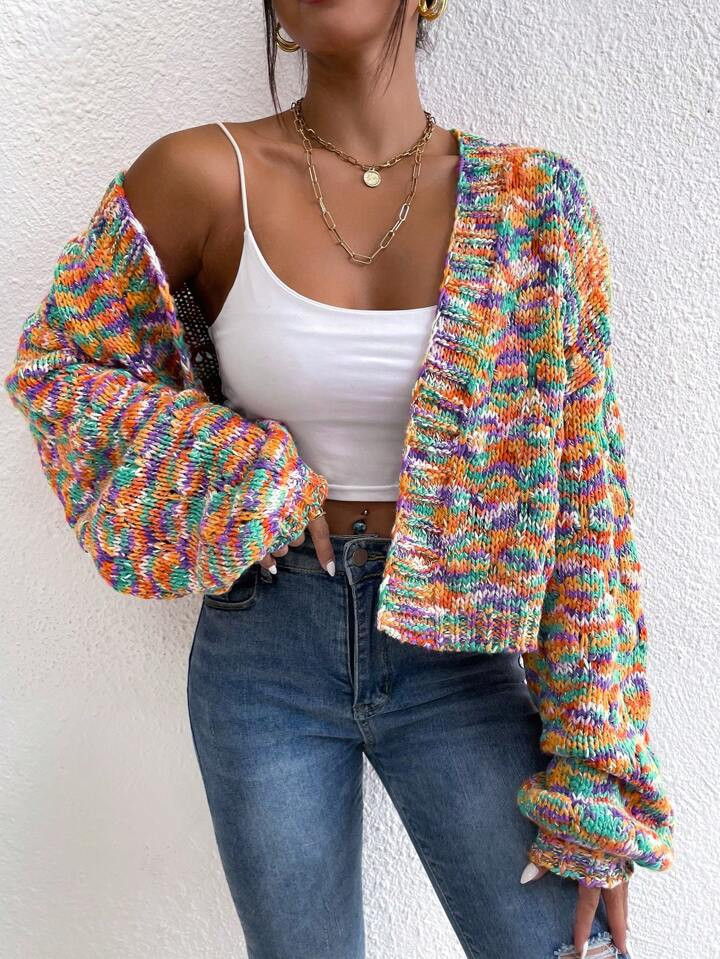 SHEIN Frenchy Women's Tie-Dye Long Sleeve Party Cardigan For Vacation | SHEIN