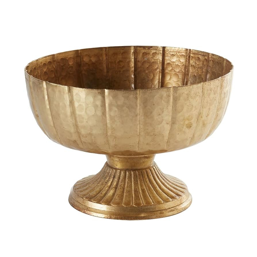 Distressed Gold Metal Compote Bowl | Gold Compote Vase l Lita Metal Vase l Indoor and Outdoor Com... | Amazon (US)