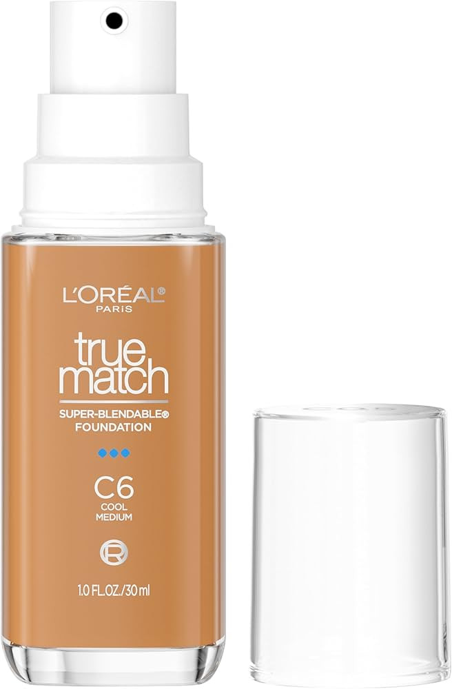 L'Oreal Paris True Match Super-Blendable Foundation, Medium Coverage Liquid Foundation Makeup, C6... | Amazon (US)