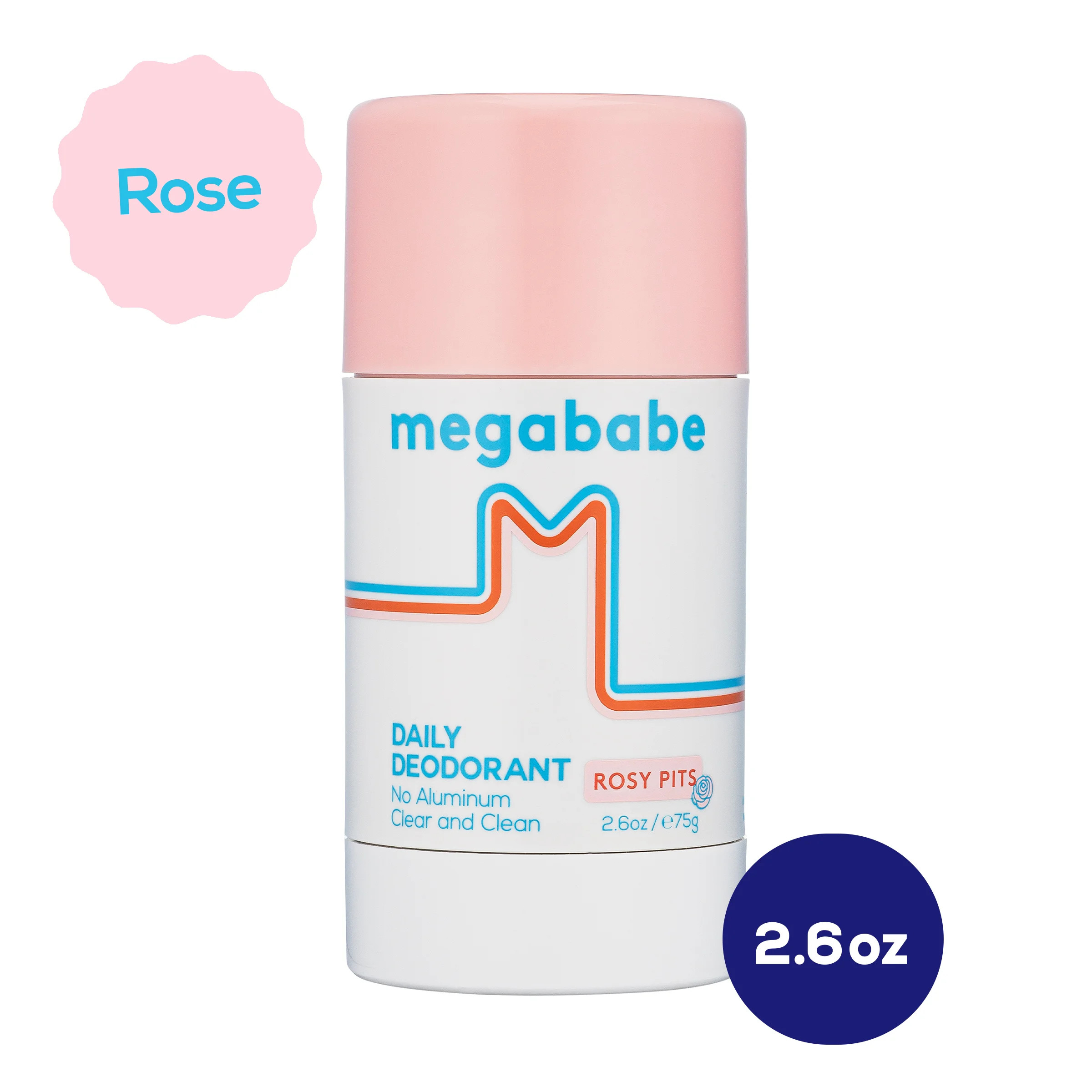 Megababe Rosy Pits Daily Deodorant Stick, Aluminum-Free, Clear & Clean, 2.6 oz | Walmart (US)