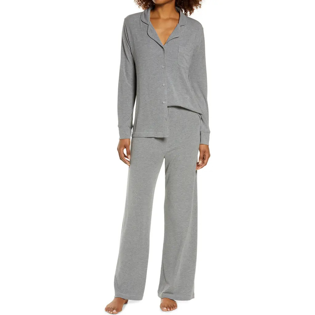 SKIMS Soft Lounge Rib Sleep Set in Heather Grey at Nordstrom, Size 2 X | Nordstrom