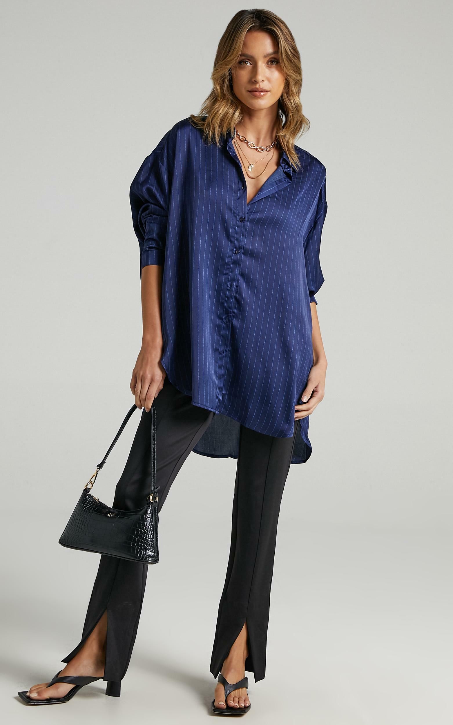 Lioness - Not Your Average Shirt in Midnight Pinstripe | Showpo - deactived
