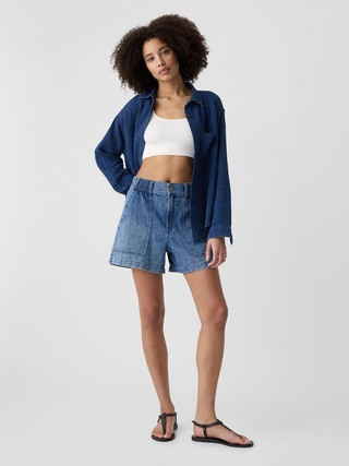 4" Mid Rise Denim Utility Shorts | Gap Factory