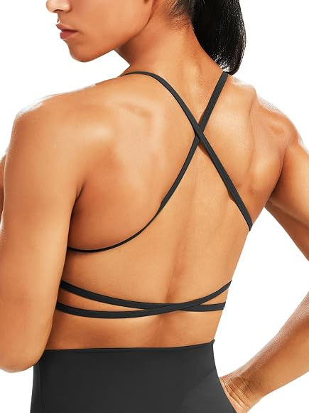 Unthewe Workout Sports Bra for Women Backless Padded Low Impact Bra Gym Yoga Crop Tank Top | Amazon (US)