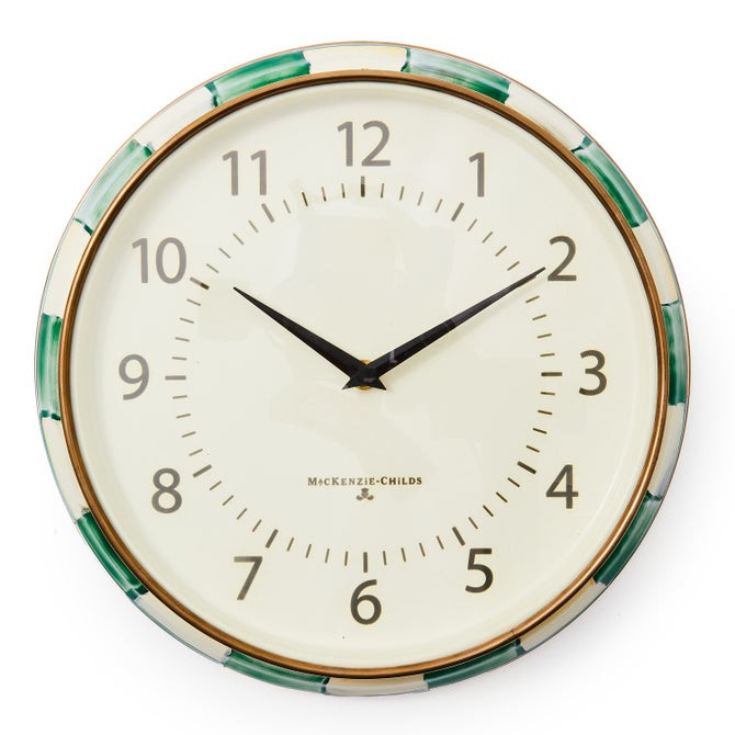Emerald Check School Wall Clock | MacKenzie-Childs