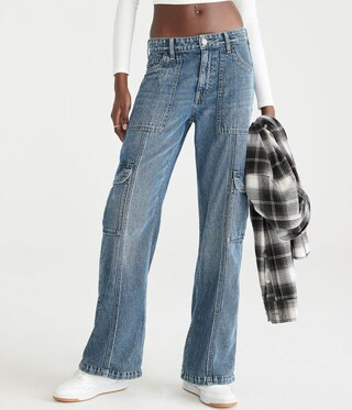 Mid-Rise Wide Leg Utility Cargo Jean | Aeropostale