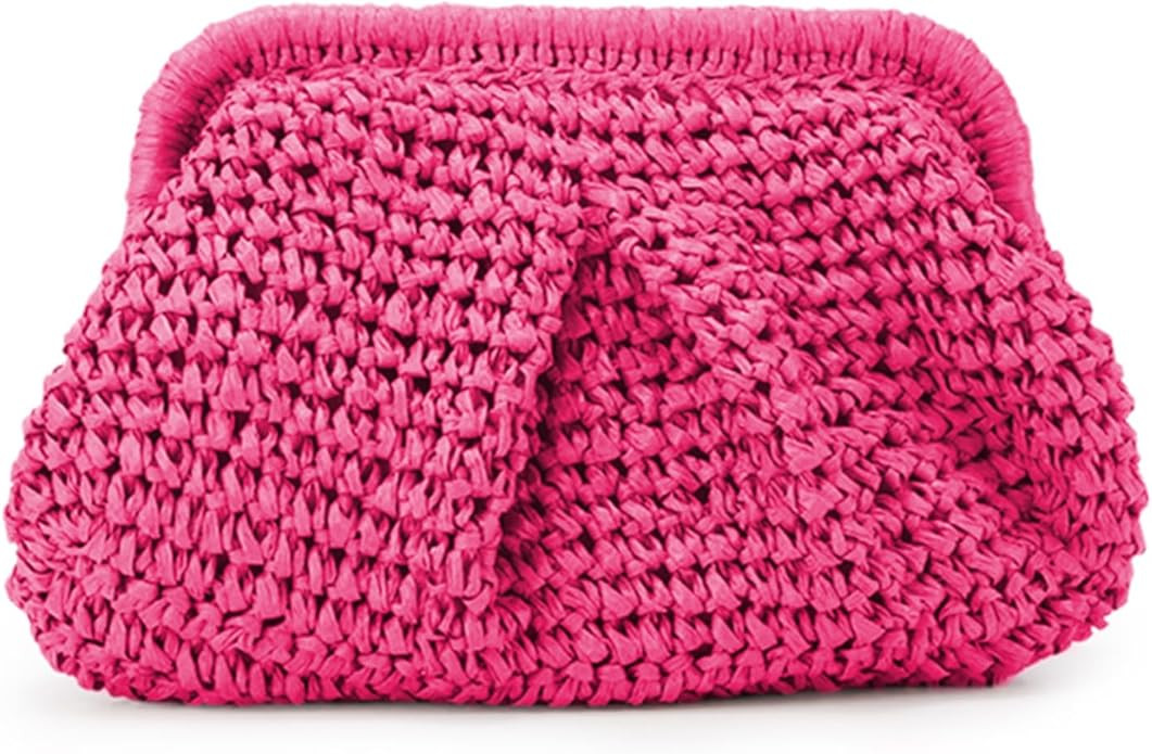 Straw Clutch Purse for Women Cloud Dumpling Pouch Straw Crossbody Shoulder Handbag Summer Beach W... | Amazon (US)