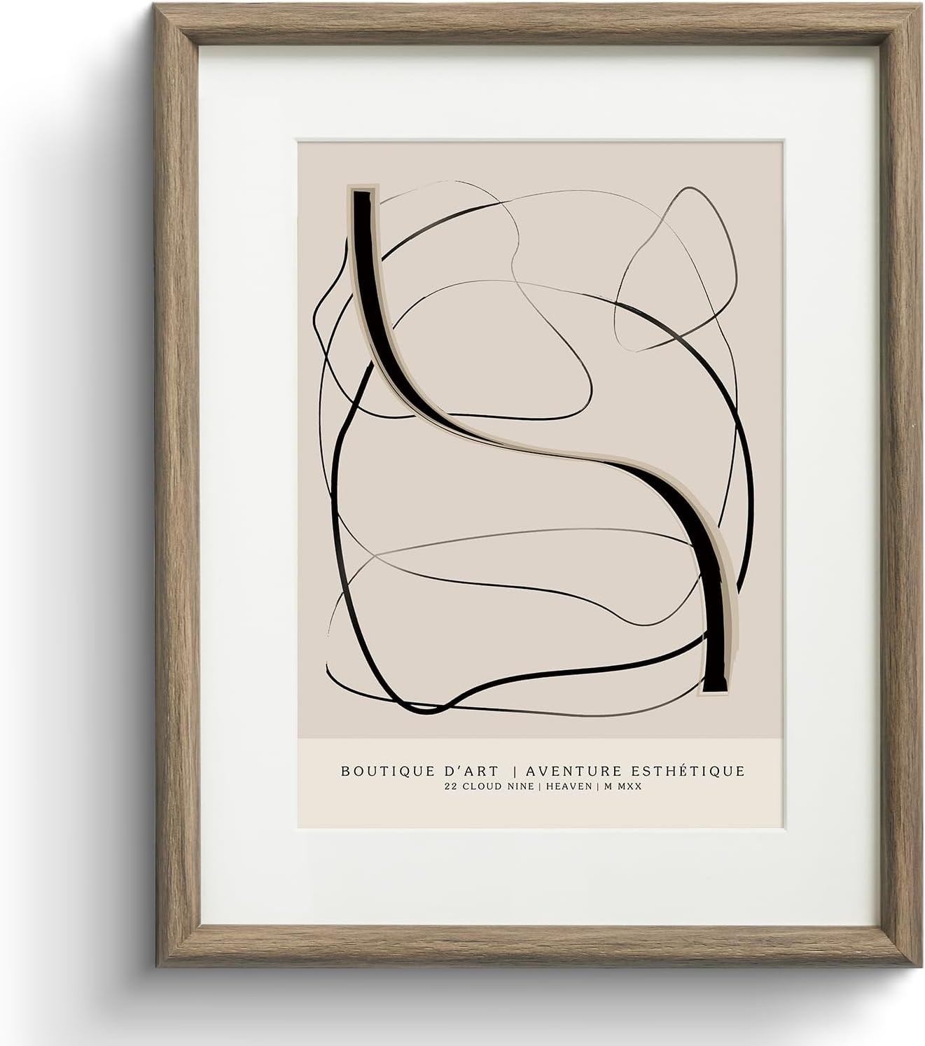 InSimSea Framed Canvas Wall Art with Mat, Neutral Black Line Wall Decor, Minimalist Farmhouse Dec... | Amazon (US)