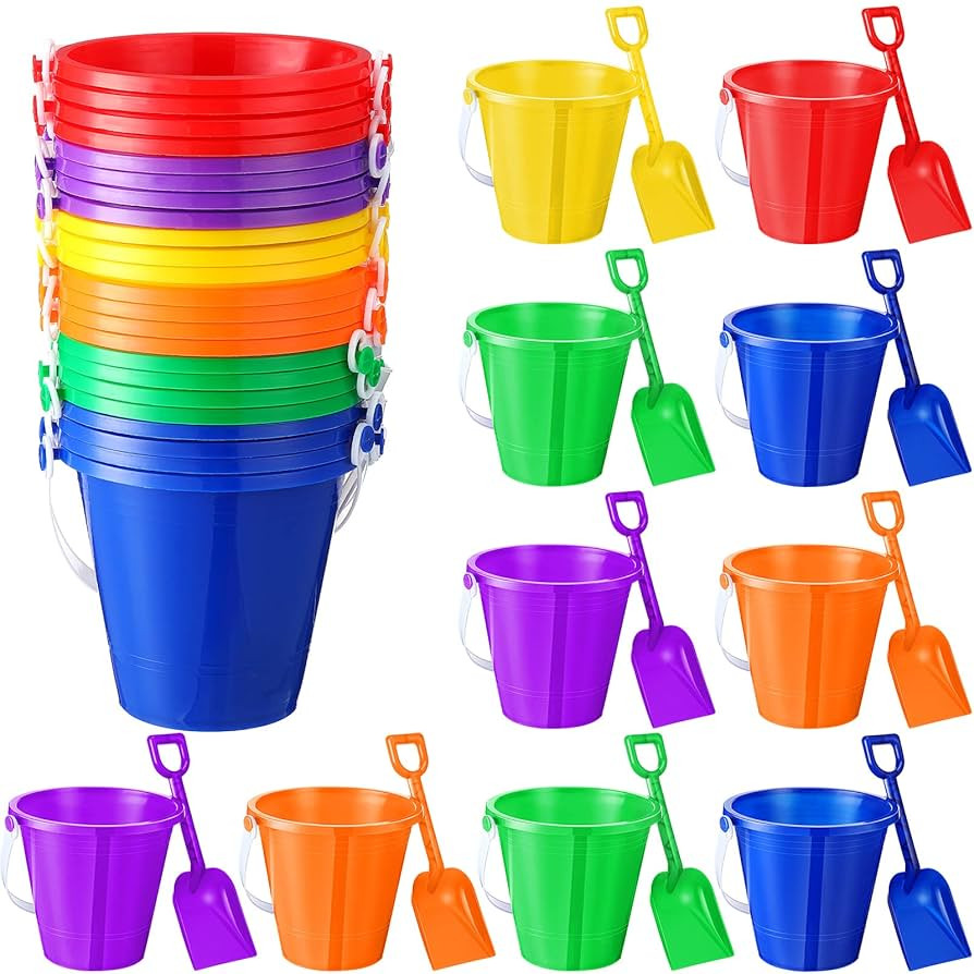 Sratte 18 Sets 4.7" Sand Buckets and Shovels Bulk Summer Beach Bucket Pack Plastic Beach Pails Sa... | Amazon (US)